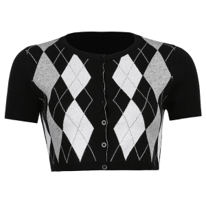 Gilet Crop Top Losange